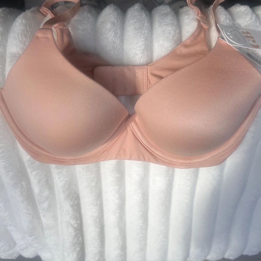 Gianni Bini Peach Bra with White Fur Accent